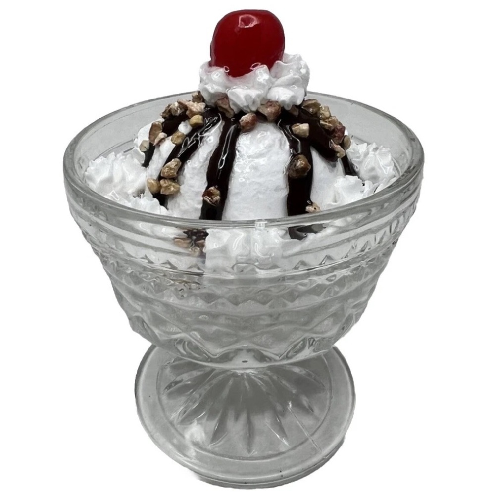 Vanilla Ice Cream Sundae Dessert Display Fake realistic Faux Food Resin Art 5”